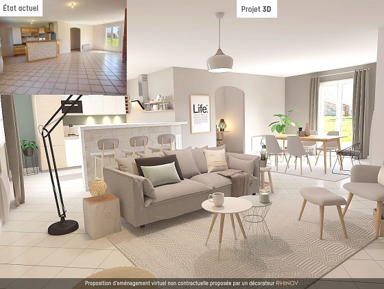 home staging virtuel réalisé avec Rhinov aussi appelé projet 3D